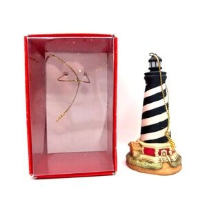 Lefton 4" Cape Hatteras Lighthouse Ornament 1994 Hand Painted Collectible